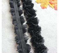 YYCRAFT Ruban de dentelle en mousseline pour fleurs de 5,1 cm pour applique, couture, bricolage, robe de mariée, décoration DIY (4,1 m, Noir)