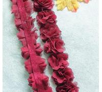 YYCRAFT Ruban en dentelle florale en mousseline de soie de 5 cm pour applique, couture, artisanat, robe de mariée, décoration DIY (4,2 m, bordeaux)