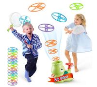 YYDeek Jouets d'extérieur pour enfants, équipement sensoriel d'autisme, jouets de jardin pour tout-petits garçons et filles de 3 ans, jouet lanceur de disque volant avec 24 soucoupes, jeux de plein