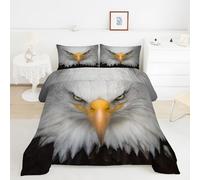 YYDIANZ Couette 220x240 Minimaliste, Couette Pygargue à TêTe Blanche Tempérée 300GSM en Microfibre, Édredon Chaude pour Lit 2 Personnes Confort et Gonflante - 4 Saisons