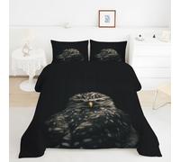 YYDIANZ Couette 240x260 Chouette ChevêChe, Couette Noir Tempérée 300GSM en Microfibre, Édredon Chaude pour Lit 2 Personnes Confort et Gonflante - 4 Saisons