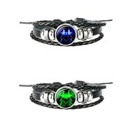 YYDPYZBD Bracelet 2pcs 12 Constellation Zodiac Signe En Cuir Tressé Noir Bijoux Punk Hommes Bracelet-gémeaux
