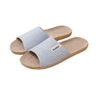 YYDPYZBD Chaussons Homme Pantoufles en Lin pour Hommes, Grande Taille, Maison Intérieure, Silencieuses Femmes-bleu-44 À 45