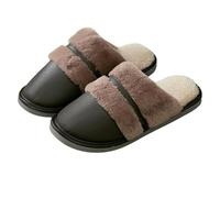 YYDPYZBD Chaussons Pantoufles D'hiver De Grande Taille Pour Hommes, D'intérieur En Cuir Imperméables Et Velours, Taille-marron Foncé-39-40 (convient Au 39-40)