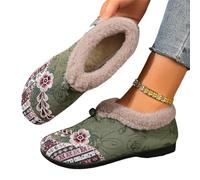 YYDPYZBD Pantoufles Chaussures De Fourrure Brodées pour Femmes Personnes D'âge Moyen Et Âgées, en Coton À Semelle Douce Les Mères-vert-38