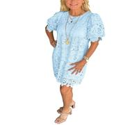 YYDPYZBD Robes pour Femmes Robe À Manches Courtes en Dentelle Femmes-Bleu Ciel-s