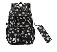 YYDPYZBD Sac à Dos Ensemble en Trois Pièces De Sacs Étudiants Grande Capacité pour Hommes Et Femmes, Légers-Marguerite Noire