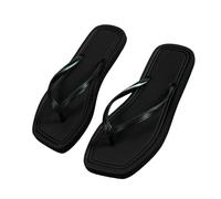 YYDPYZBD Sandales Femmes Tongs Casual Confortable Antidérapant Intérieur Extérieur Plage Tête Carrée Eva Plates-noir-36-37