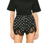 YYDPYZBD Shorts pour Femme Femmes Dentelle Patchwork Cordon Taille Élastique Décontracté Short De Salon D'été-Pois-m