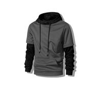 YYDPYZBD Sweat à Capuche Homme Sweat-Shirt Masculin De Grande Taille Correspondant Un Faux Pull Deux Pièces Rue Décontracté-Gris-s