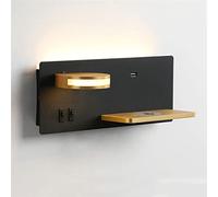 YYDSA Applique de Chevet LED 11W avec 2 Interrupteurs, Port USB et Chargeur Sans Fil Inclus, Murale Intérieur Blanc Chaud 3000K Liseuse 5W Orientable à 360° pour Chambre Salon,Black left