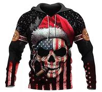 YYDSR Viking Hoodies Skull Santa Claus Imprimé 3D Unisexe Automne Casual Sweatshirts Cadeau Noël (Taille US),Skull Hoodies,L