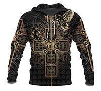YYDSR Viking Noël Capuche Raven D'odin 3D Impression Complète Automne Hommes Pull Unisexe Décontracté Sweat-Shirt (Taille Américaine),Viking Raven Zipper,XL