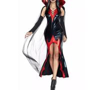 YYDSTYLE Costume de vampire d'Halloween pour femmes - Robe moulante longue de luxe avec cape et manches - Costume d'Halloween de princesse des ténèbres (noir, 00)