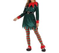 YYDSTYLE Costume d'elfe de Noël pour femme avec chapeau d'elfe, chaussures, bas, costume d'elfe de vacances pour adultes (multicolore, taille S)