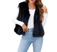 YYDSTYLE Gilet court sans manches en fausse fourrure pour femme - Manteau chaud et confortable pour l'extérieur, Noir , M