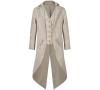 YYDSTYLE Manteau de pirate pour homme - Veste de style Steampunk à queue-de-morue - Fausse veste boutonnée deux pièces à manches longues - Costume de chapelier d'Halloween (jaune, taille XL)