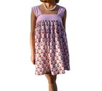 YYDSTYLE Mini robe d'été Y2K pour femme avec nœud et épaules nouées - Robe courte à volants - Style bohème floral - Robe d'été fluide pour la plage, rouge pastèque, S