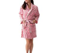 YYDSTYLE Robe de nuit rayée en peluche à manches longues pour femme - Col à revers - Motif cœur bonbon - Triangle - Vêtements de nuit, Rose, S