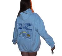 YYDSTYLE Sweat à capuche graphique surdimensionné pour adolescente fille femme mignon lettre Y2k fleur pull tops esthétiques preppy sweatshirts, bleu, M