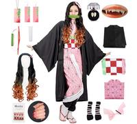 YYDSXK Cosplay Nezuko Tanjirou, Déguisement Kamado Nezuko Tanjirou Kochou Shinobu Mitsuri, Cadeau pour Enfants Adulte, Ensemble de Cape Kimono pour Carnaval Halloween Noël