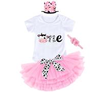 YYDSXK Ensembles Bébés Filles 1er Anniversaire, Tenue D'anniversaire pour Bébé Fille, Barboteuse Body, Robes Tutu, Bandeau Couronne, Bandeau Fleuri, pour la Baby Shower, Fête, Photographie