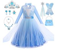 YYDSXK Robe Princesse Fille, Robe Reine des Neiges Elsa Anna avec Couronne Princesse Ensemble, Deguisement Princesse Elsa Anna pour Cadeau Fille, Robe de Princesse Elsa pour Cosplay