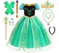 YYDSXK Robe Reine des Neiges Elsa Anna Avec Couronne, Ensemble Princesse, Déguisement pour Cadeau Fille, Cosplay