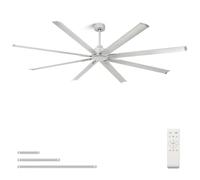 YYEHON Grands ventilateurs de plafond de 213,4 cm sans lumière, ventilateur industriel silencieux, 8 lames en aluminium, 3 tiges de descente, télécommande à 6 vitesses, ventilateur domestique ou
