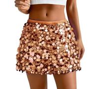 YYHAQHC Jupe à Paillettes pour Femme Jupe Short Femme Mini-Jupe Extensible Moulante Scintillante Costume De PéTillant Carnaval pour Club Et NoëL