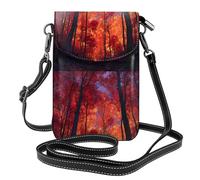 YYHHAOFA A Forest Of Fiery Red Maple Leaves Pattern Small Leather Women Crossbody Flip Phone Bag Bag Bag Waterproof and Durable