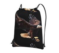 YYHHAOFA An Eagle Prints Sac à dos à fermeture éclair avec cordon de serrage - Sac de gym léger avec tissu résistant à l'eau et plusieurs poches pour les voyages et le sport