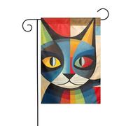 YYHHAOFA Art moderne motif chat quatre saisons drapeau jardin cour décoration 30,5 x 45,7 cm