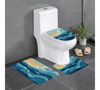 YYHHAOFA Azure Waves Lot de 3 tapis de salle de bain antidérapants pour toilettes, coiffeuse et toilettes