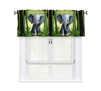 YYHHAOFA Bamboo Forest Elephant Prints Cozy Kitchen Window Layer - 137 x 45 cm - Cantonnière en peau de pêche pour une maison plus lumineuse