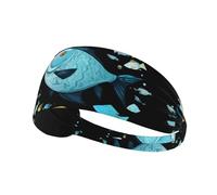 YYHHAOFA Bandeau de sport avec motif poisson dans les fragments pour femme - Bandeau élastique d'été résistant à la transpiration