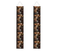 YYHHAOFA Bannière de porche pour remise de diplôme avec chien fille avec fleurs imprimées - Robuste, durable, lavable et réutilisable, décoration de remise de diplôme 30,5 x 180,3