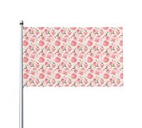 YYHHAOFA Bannières d'extérieur en polyester durable pour pelouse, terrasse et décorations de fête - Motif tasses à thé avec roses - 0,9 x 1,5 m
