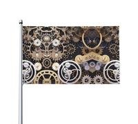 YYHHAOFA Bannières d'extérieur Steampunk avec engrenages mécaniques - 0,9 x 1,5 m - Polyester durable pour pelouse, terrasse et décorations de fête