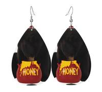 YYHHAOFA Bear Eats Honey Prints Boucles d'oreilles goutte à goutte en cuir synthétique élégant pour un style festif et quotidien
