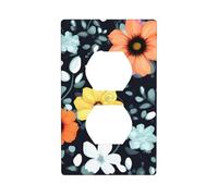 YYHHAOFA Beau panneau mural décoratif à double prise imprimé fleurs colorées durable et adapté aux accessoires d'interrupteur de douille 11,4 x 7 cm