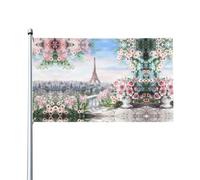 YYHHAOFA Beautiful Tower Paris Prints Couvre-lit d'extérieur 0,9 x 1,5 m - Drapeau en polyester vif avec œillets métalliques pour pelouse, terrasse et décoration de fête