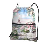 YYHHAOFA Beautiful Tower Paris Prints Sac à dos à fermeture éclair avec cordon de serrage - Sac de sport durable, léger et résistant à l'eau pour les voyages, le sport et le transport quotidien