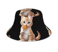 YYHHAOFA Beaux chatons mangeant des sucettes - Réfléchissant - Léger et respirant - Pliable - Pour homme et femme - Noir