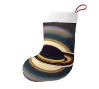YYHHAOFA Belles chaussettes décoratives de Noël avec image de Saturne - Couleurs vives et durables - Avec une sangle pour une suspension facile