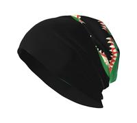 YYHHAOFA Big Crocodile in The Pool Printed Adult Knit Hat Casual Bean Cap, Elastic Brimless Hat Unisex Black