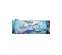 YYHHAOFA Blue Ocean Jeté de Bébé Nœud Imprimé Poissons Sous-Marins - Doux et Extensible Nylon-Spandex Bandeau pour Nouveau-Né 0-6 Mois - Cadeau de Douche Idéal