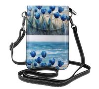 YYHHAOFA Blue Tulips By The Sea Pattern Petit sac à bandoulière en cuir pour femme, imperméable et durable