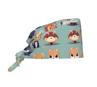 YYHHAOFA Bonnet de travail de nettoyage avec image de petits animaux mignons pour homme et femme, réglable, respirant, noir