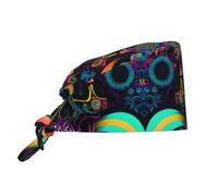 YYHHAOFA Bonnet de travail de nettoyage avec image de squelette psychique pour homme et femme, réglable, respirant, noir
